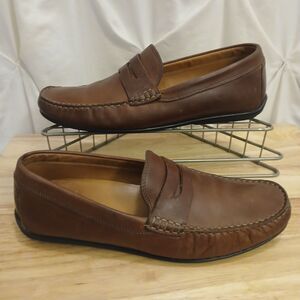 Austen Heller Mens Sz 9 Brown Leather Penny Loafers Handsewn Driving Moccasins